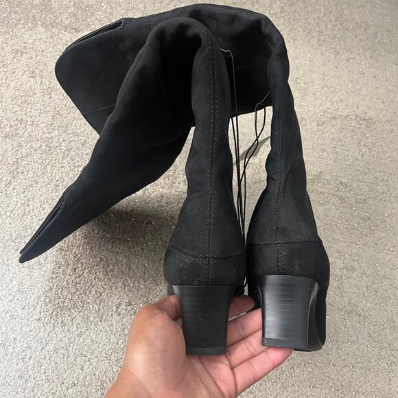 Knee-high Black Faux Suede Boots - Size 8.5 - Picture 6 of 8
